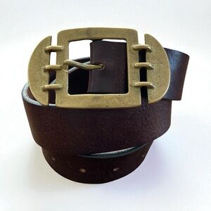 Isaiah Kincaid Vintage Made in USA Genuine Chocolate Brown Leather/Brass Belt 30